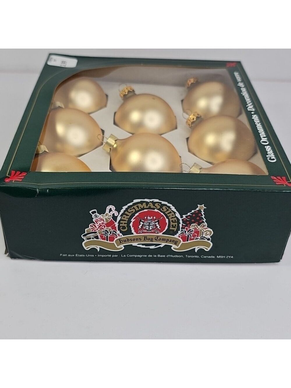 Hudson Bay Co Vintage Glass Christmas Ornaments Rauch USA 8pcs Gold With Box VTG - Picture 10 of 12